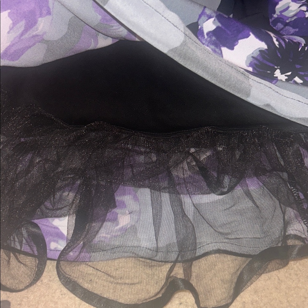 Floral Purple dark romantic whimsigoth flower belt tie up formal cocktail dress - Picture 3 of 5